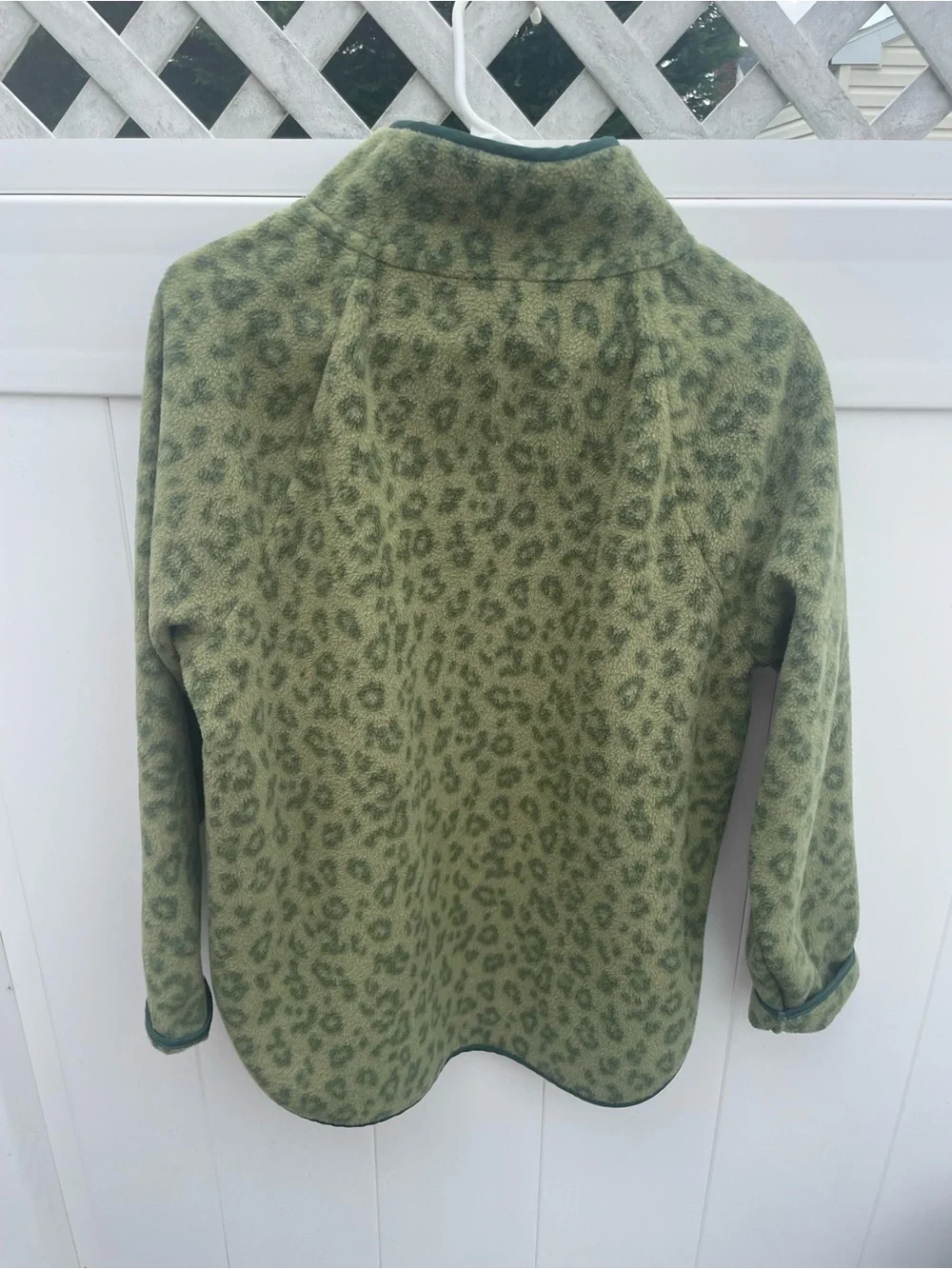 J. Crew Green Leopard Quilted Pullover Fleece